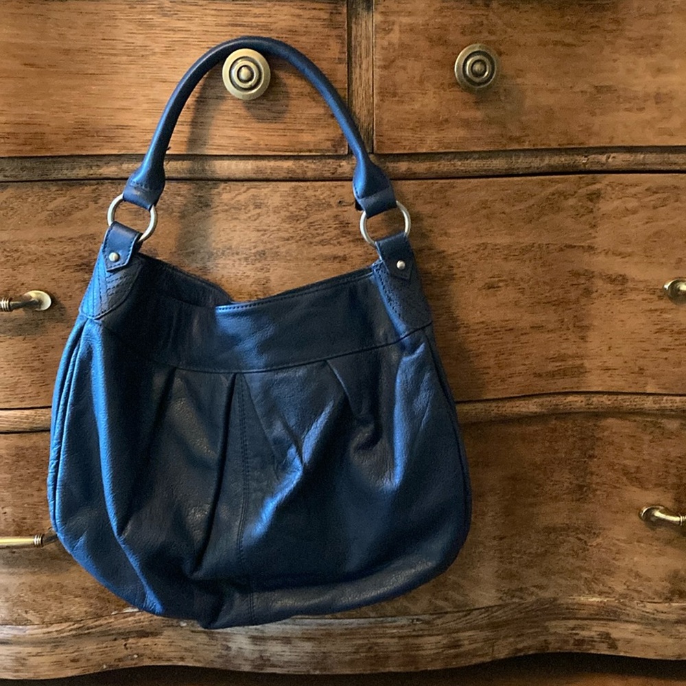 Navy Blue Leather Women's Bag